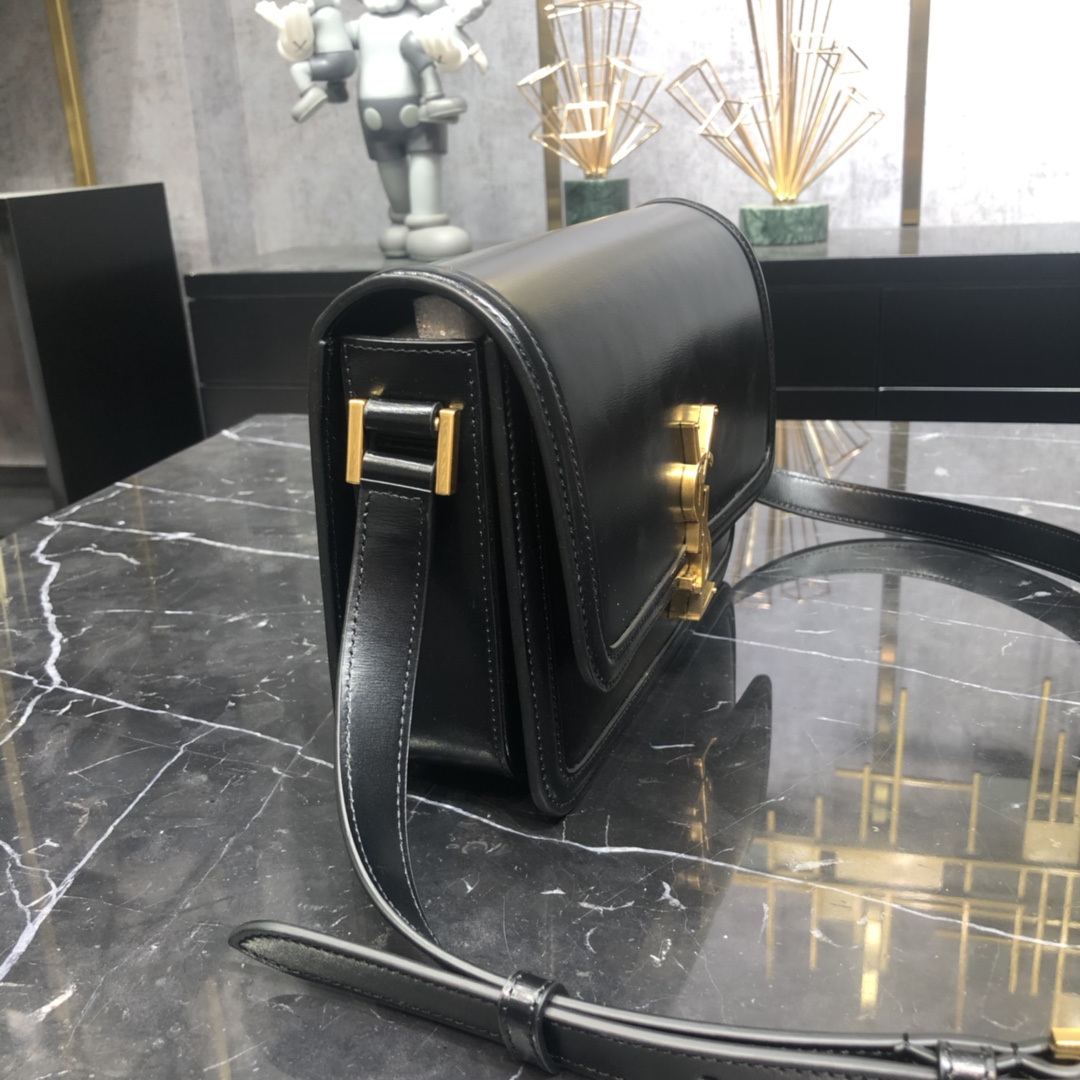 Saint Laurent Solferino Box Medium Calfskin Handbag Shoulder Bag Black 634305 